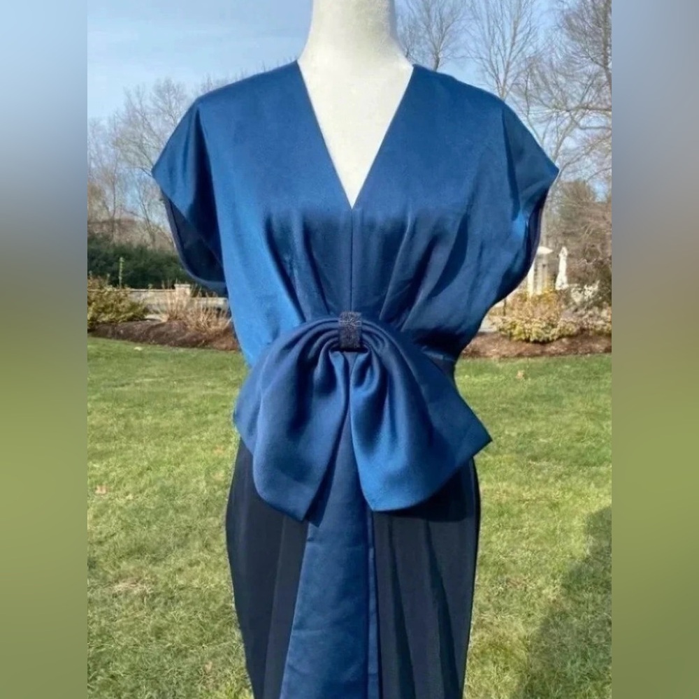 Sachin + Babi  Deep Navy Satin-Tie Maxi Dress - Picture 7 of 9